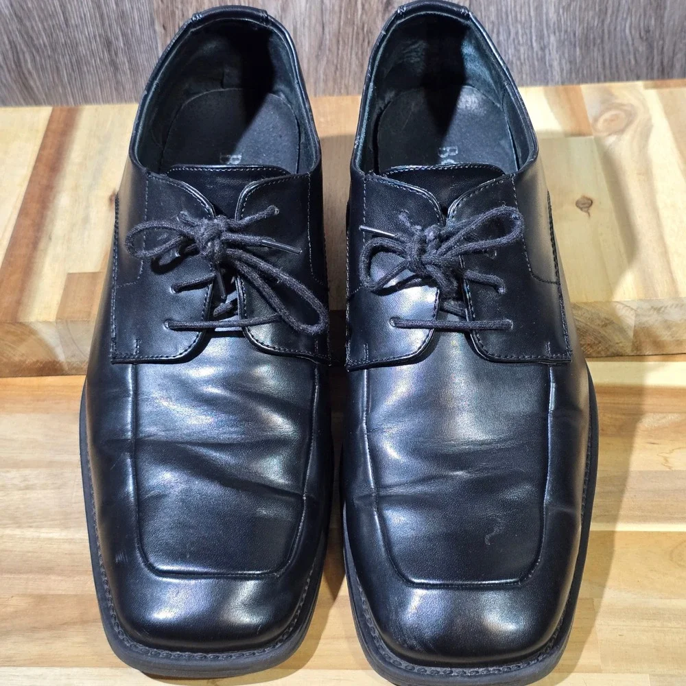 Borelli Martin Dress Shoes‎ 12 Black Leather Square Toe Derby Oxford 323083